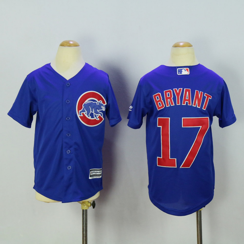 Youth Chicago Cubs 17 Bryant Blue MLB Jerseys
